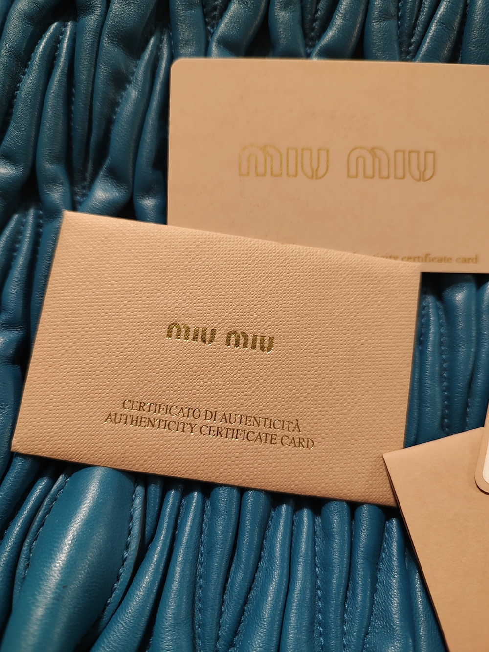 New Miu Miu Teal Blue Matelassé Leather Shoulder Bag - Picture 11 of 14